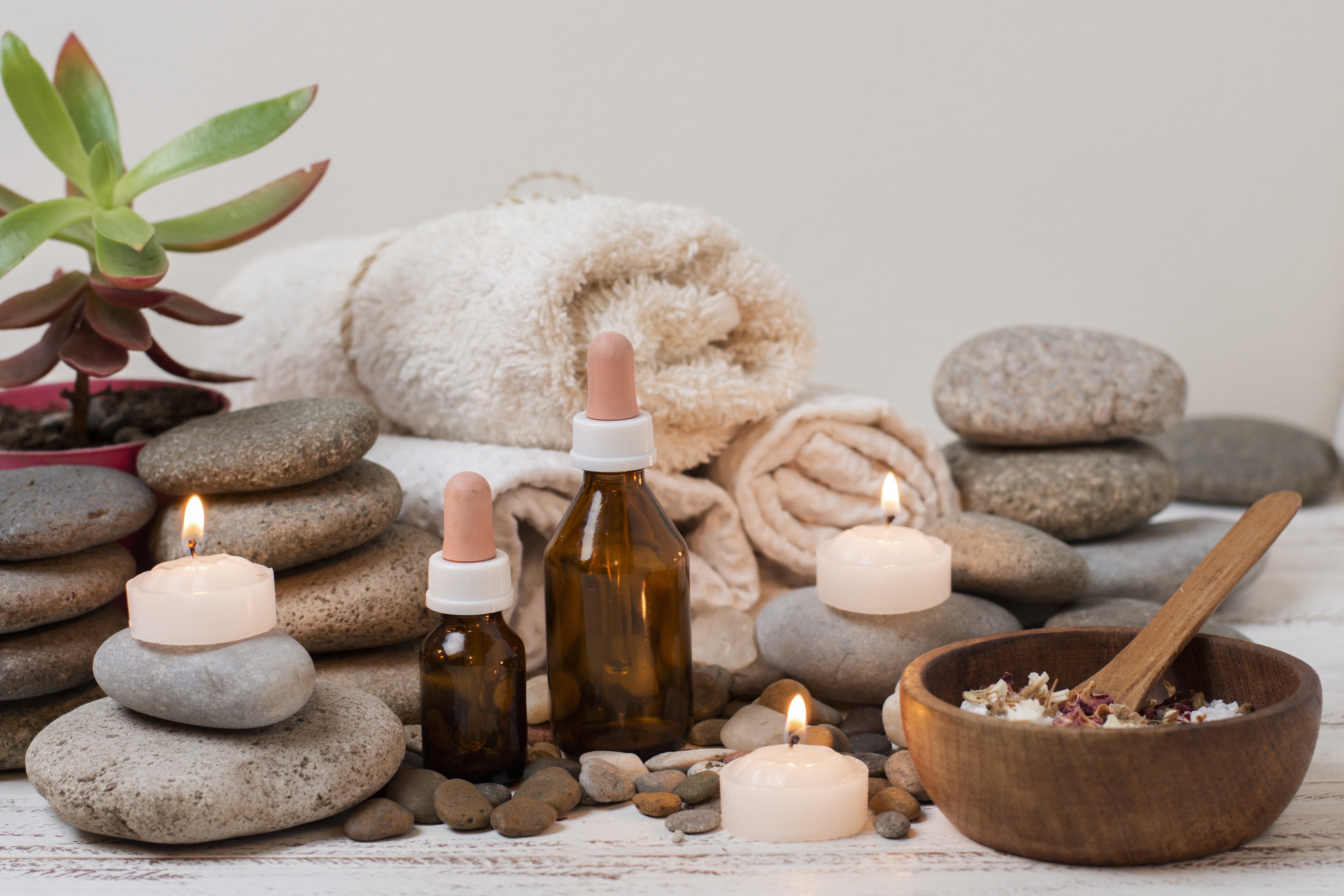 Traditional Herbal Foot Soak & Lit Spa Candles